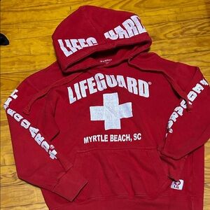 Red Hoodie with White Print